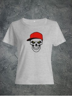 Футболка женская с черепом базовая оверсайз с рисунком с надписью с принтом черепа