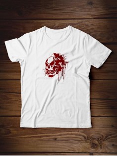 Футболка мужская с черепом базовая оверсайз с рисунком с надписью с принтом черепа