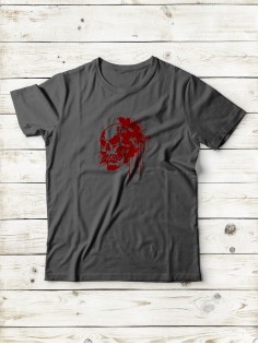 Футболка мужская с черепом базовая оверсайз с рисунком с надписью с принтом черепа