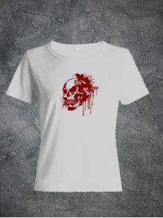 Футболка женская с черепом базовая оверсайз с рисунком с надписью с принтом черепа