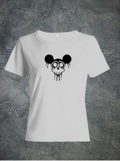 Футболка женская с черепом базовая оверсайз с рисунком с надписью с принтом черепа
