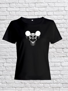 Футболка женская с черепом базовая оверсайз с рисунком с надписью с принтом черепа