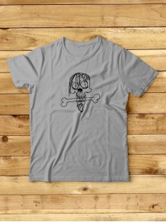 Футболка мужская с черепом базовая оверсайз с рисунком с надписью с принтом черепа