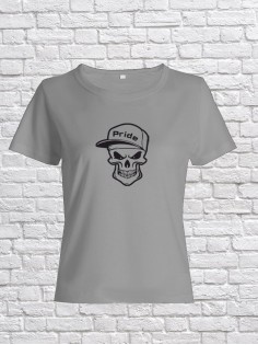 Футболка женская с черепом базовая оверсайз с рисунком с надписью с принтом черепа