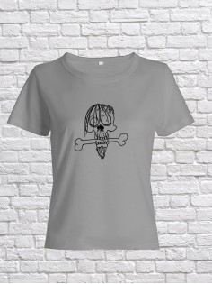 Футболка женская с черепом базовая оверсайз с рисунком с надписью с принтом черепа
