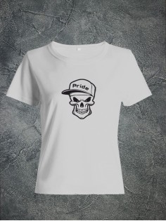 Футболка женская с черепом базовая оверсайз с рисунком с надписью с принтом черепа