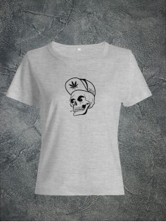 Футболка женская с черепом базовая оверсайз с рисунком с надписью с принтом черепа