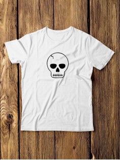 Футболка мужская с черепом базовая оверсайз с рисунком с надписью с принтом черепа