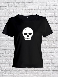 Футболка женская с черепом базовая оверсайз с рисунком с надписью с принтом черепа