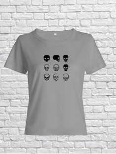 Футболка женская с черепом базовая оверсайз с рисунком с надписью с принтом черепа