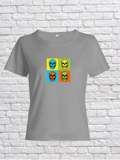 Футболка женская с черепом базовая оверсайз с рисунком с надписью с принтом черепа