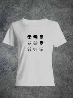 Футболка женская с черепом базовая оверсайз с рисунком с надписью с принтом черепа