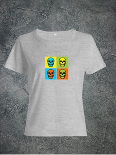 Футболка женская с черепом базовая оверсайз с рисунком с надписью с принтом черепа