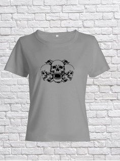 Футболка женская с черепом базовая оверсайз с рисунком с надписью с принтом черепа