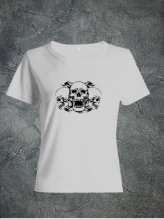 Футболка женская с черепом базовая оверсайз с рисунком с надписью с принтом черепа