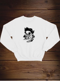 Свитшот женский с черепом базовый оверсайз с рисунком толстовка с принтом