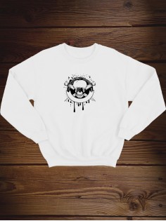 Свитшот женский с черепом базовый оверсайз с рисунком толстовка с принтом