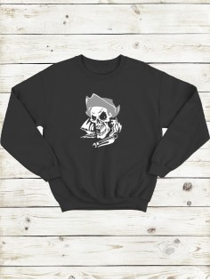 Свитшот женский с черепом базовый оверсайз с рисунком толстовка с принтом