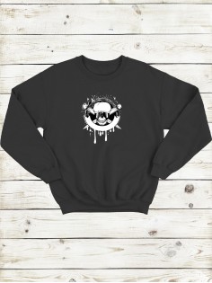 Свитшот женский с черепом базовый оверсайз с рисунком толстовка с принтом