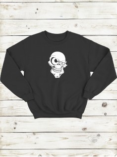Свитшот женский с черепом базовый оверсайз с рисунком толстовка с принтом