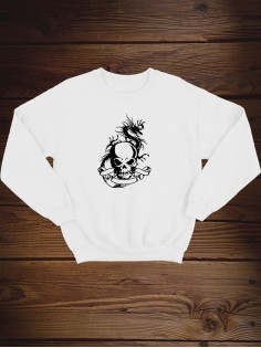 Свитшот мужской с черепом базовый оверсайз с рисунком толстовка с принтом