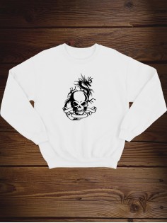 Свитшот женский с черепом базовый оверсайз с рисунком толстовка с принтом