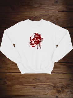 Свитшот женский с черепом базовый оверсайз с рисунком толстовка с принтом