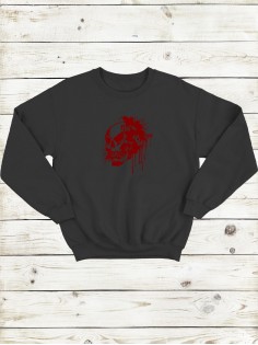 Свитшот женский с черепом базовый оверсайз с рисунком толстовка с принтом