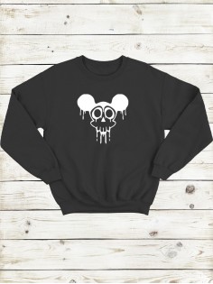 Свитшот женский с черепом базовый оверсайз с рисунком толстовка с принтом