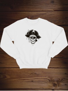 Свитшот женский с черепом базовый оверсайз с рисунком толстовка с принтом