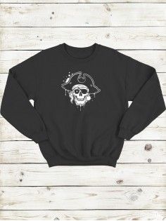 Свитшот женский с черепом базовый оверсайз с рисунком толстовка с принтом