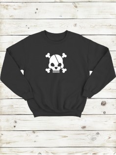 Свитшот женский с черепом базовый оверсайз с рисунком толстовка с принтом