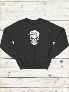 Свитшот женский с черепом базовый оверсайз с рисунком толстовка с принтом