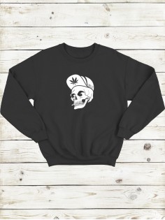 Свитшот женский с черепом базовый оверсайз с рисунком толстовка с принтом