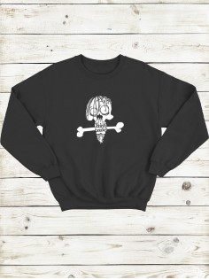 Свитшот женский с черепом базовый оверсайз с рисунком толстовка с принтом
