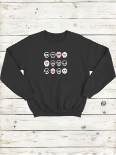 Свитшот мужской с черепом базовый оверсайз с рисунком толстовка с принтом