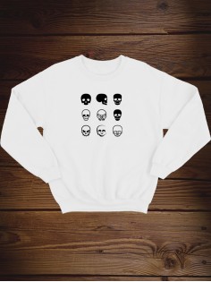 Свитшот женский с черепом базовый оверсайз с рисунком толстовка с принтом