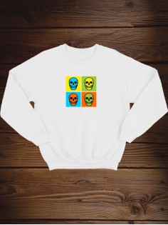 Свитшот женский с черепом базовый оверсайз с рисунком толстовка с принтом