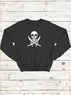 Свитшот женский с черепом базовый оверсайз с рисунком толстовка с принтом