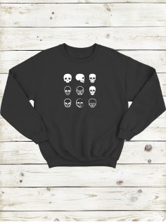 Свитшот женский с черепом базовый оверсайз с рисунком толстовка с принтом