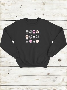 Свитшот женский с черепом базовый оверсайз с рисунком толстовка с принтом