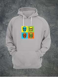 Худи с черепом мужское толстовка с капюшоном с рисунком с принтом унисекс