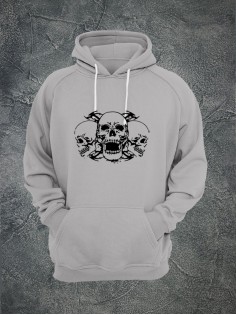 Худи с черепом мужское толстовка с капюшоном с рисунком с принтом унисекс