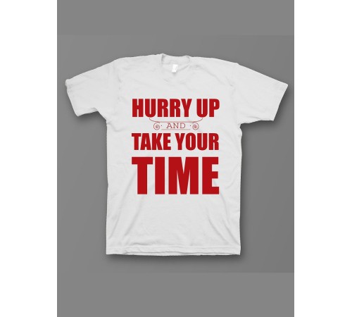 Sharp& Футболка белая оверсайз с прикольной надписью Hurry up