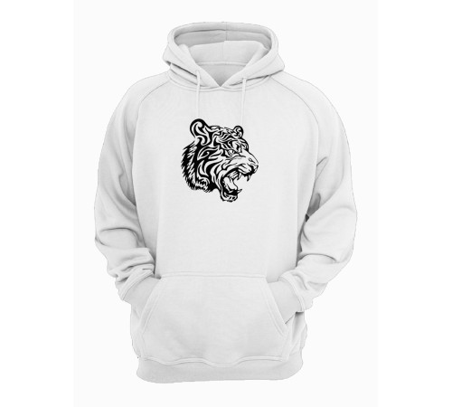 Sharp& Худи белое оверсайз с капюшоном без молнии с принтом Тигр