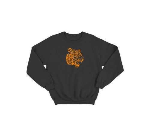 Sharp& Свитшот черный женский с принтом Тигр без капюшона