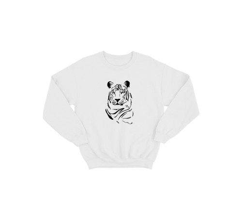 Sharp& Свитшот белый оверсайз с принтом Тигр без капюшона