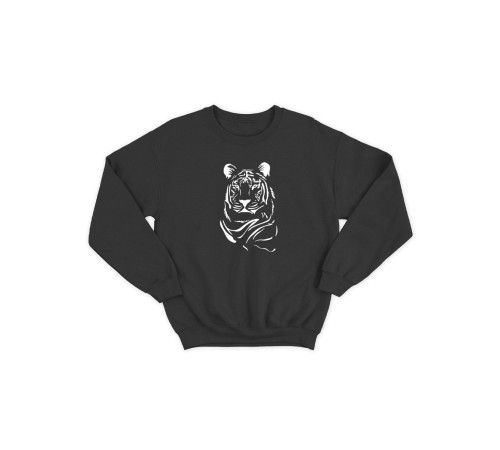 Sharp& Свитшот черный оверсайз с принтом Тигр без капюшона