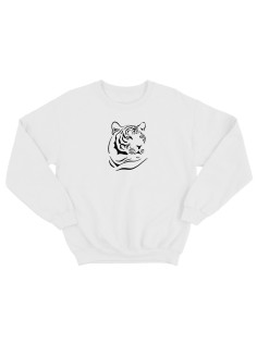 Sharp& Свитшот оверсайз с принтом Тигр без капюшона белый унисекс