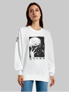 "Толстовки, свитшоты и худи Sharp&Shop" Свитшот Аниме белый оверсайз толстовка кофта с принтом Amine